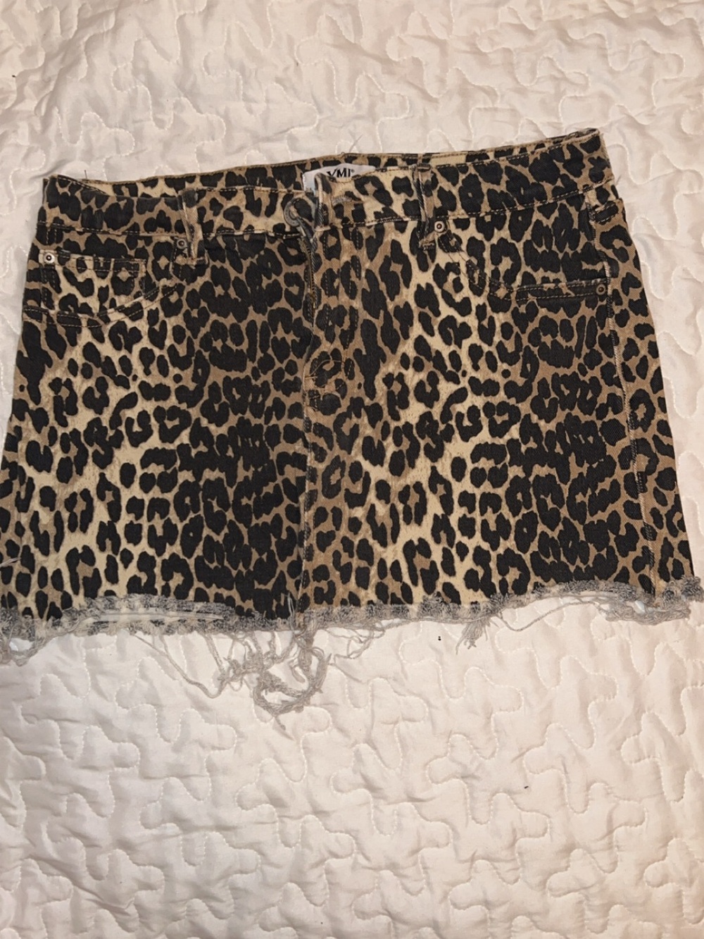YMI Leopard Print Mini Skirt - Black and Tan
